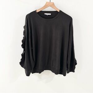 Michelle McDowell Ruffle Sleeve Sweater Black Size Medium